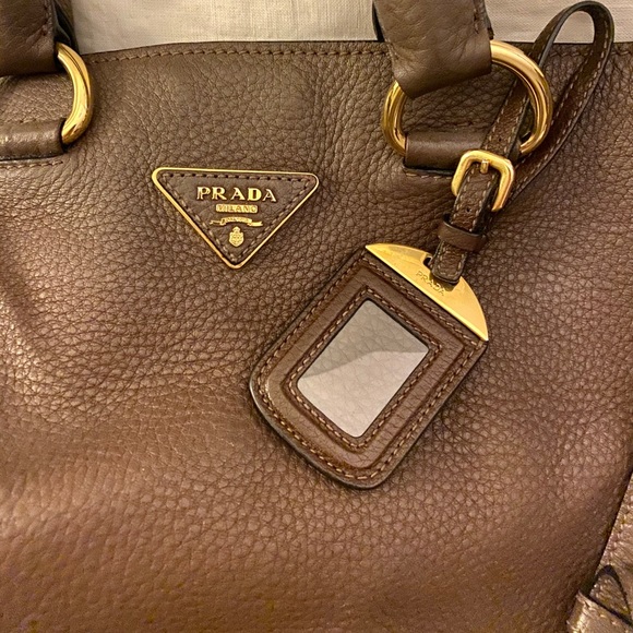 Prada Brown Pebbled Leather Tote - Picture 4 of 7